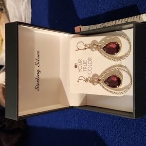 BRIGHTON  Amythyst Rhinestone Statement Sterling Silver Earrings